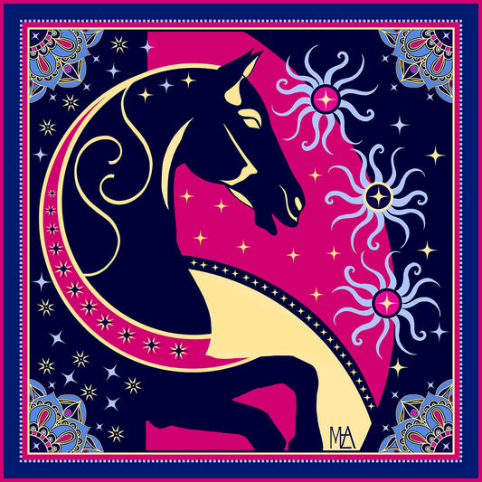 Silk scarf "The dream of the three suns" - Pink