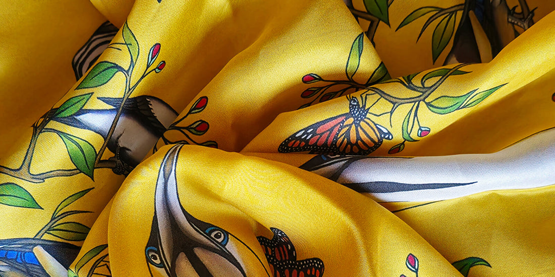 foulard en soie jaune