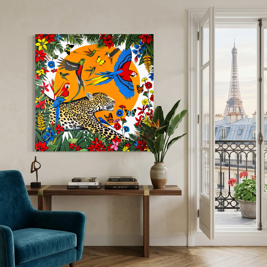 mise en situation de l'œuvre d'art "mon âme est un paradis", peinture originale et unique